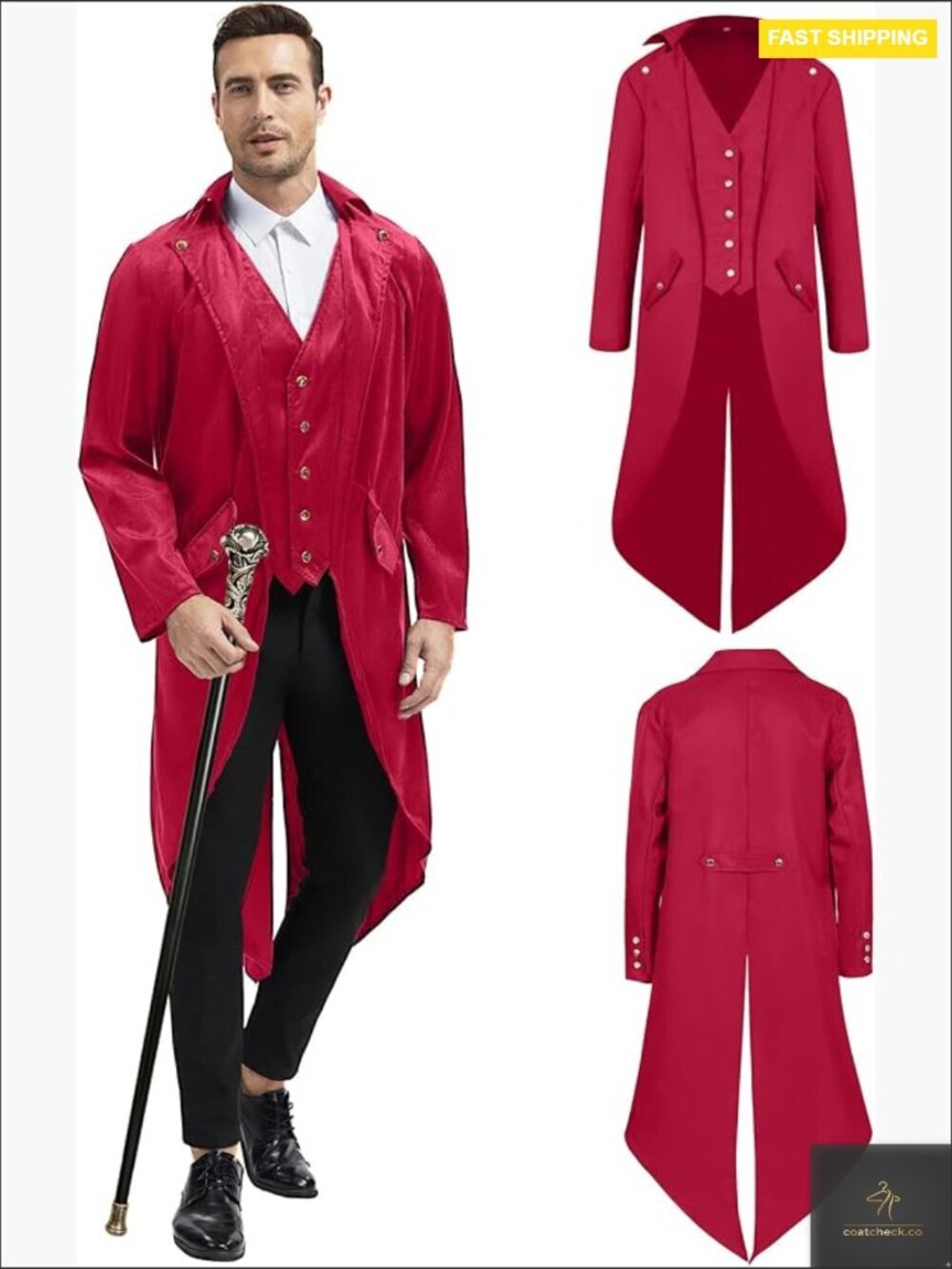 Steampunk Tailcoat Jacket Vintage Victorian Gothic Cosplay Costume Coat